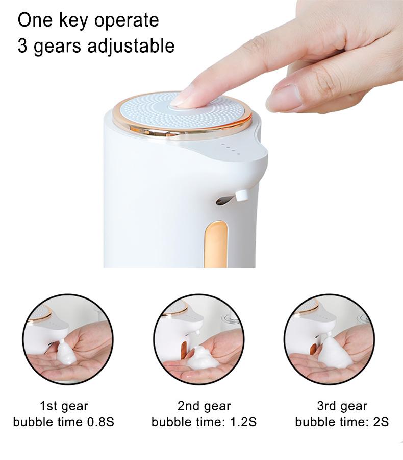 1200mAh USB Rechargeable ABS Automatic Foaming Soap Dispenser Contact-Free Wall Mounted Bathroom Kitchen 400ml Capacity Hotels