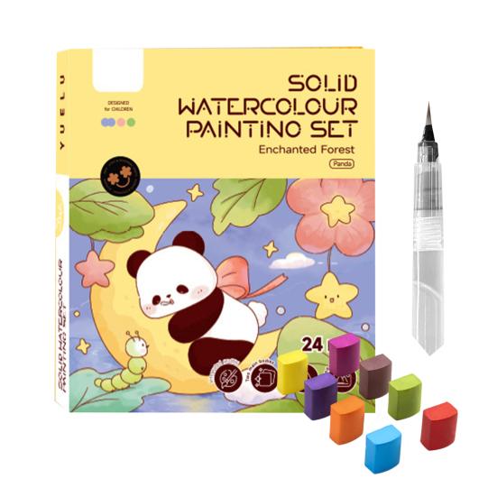 

1 набор акварельных раскрасок с пигментной кисточкой, обучающий портативный мультяшный набор для рисования акварелью с пандой и кроликом, подарок для малышей и девочек Panda