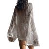 Side-slit Loose Solid Color Pullover Knitted Cut-out See-through Sexy Beach Sun Protection Bikini Blouse
