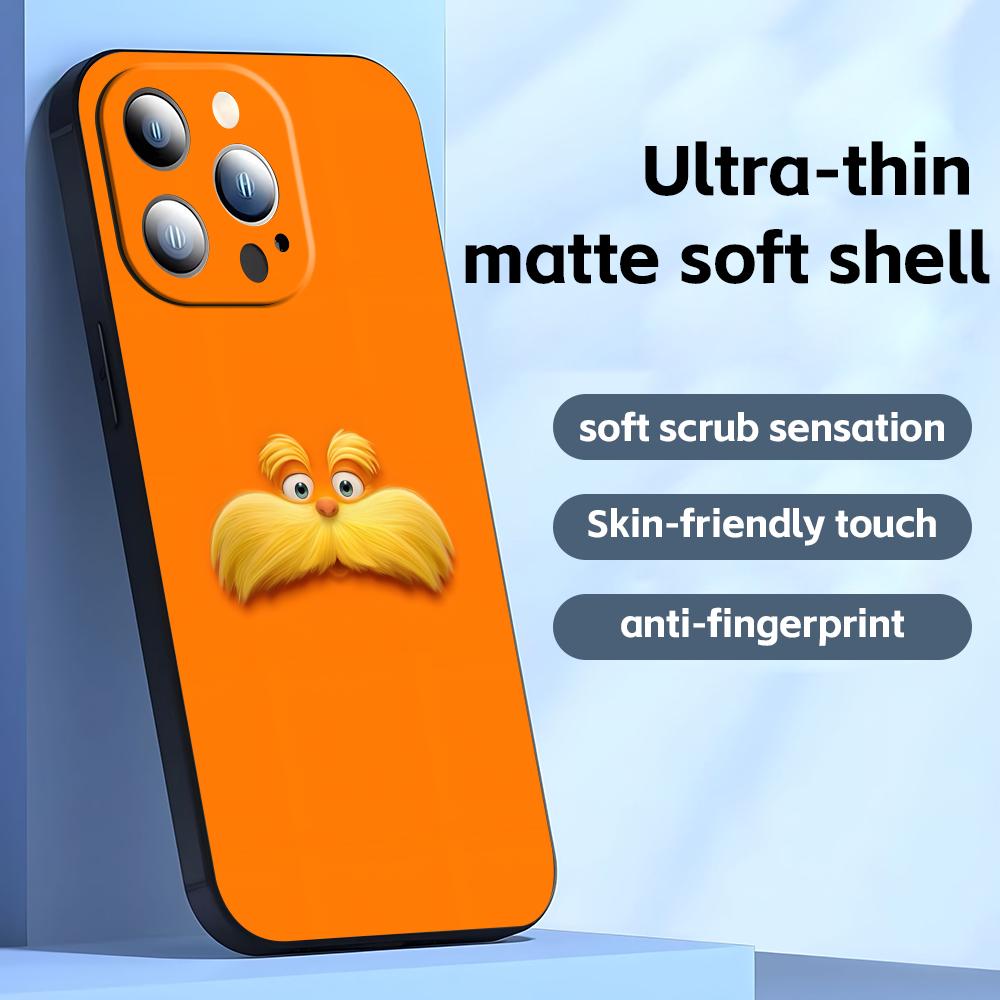 Cartoon T-The L-Lorax Phone Case For iPhone17 16 16e 15 14 13 12 11 Plus Mini Pro Max Soft black Shockproof Cover