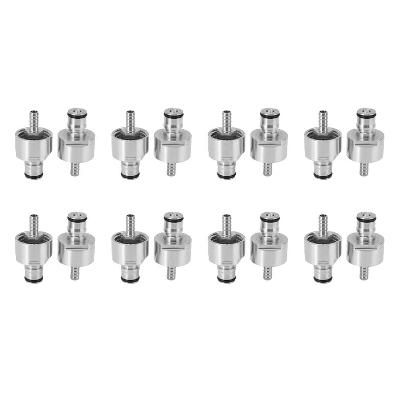 A74E-16Pcs 304 Stainless Steel Carbonation Cap 5/16 Inch Barb, Ball Lock Type, Fit Soft Drink PET Bottles, Homebrew Kegging