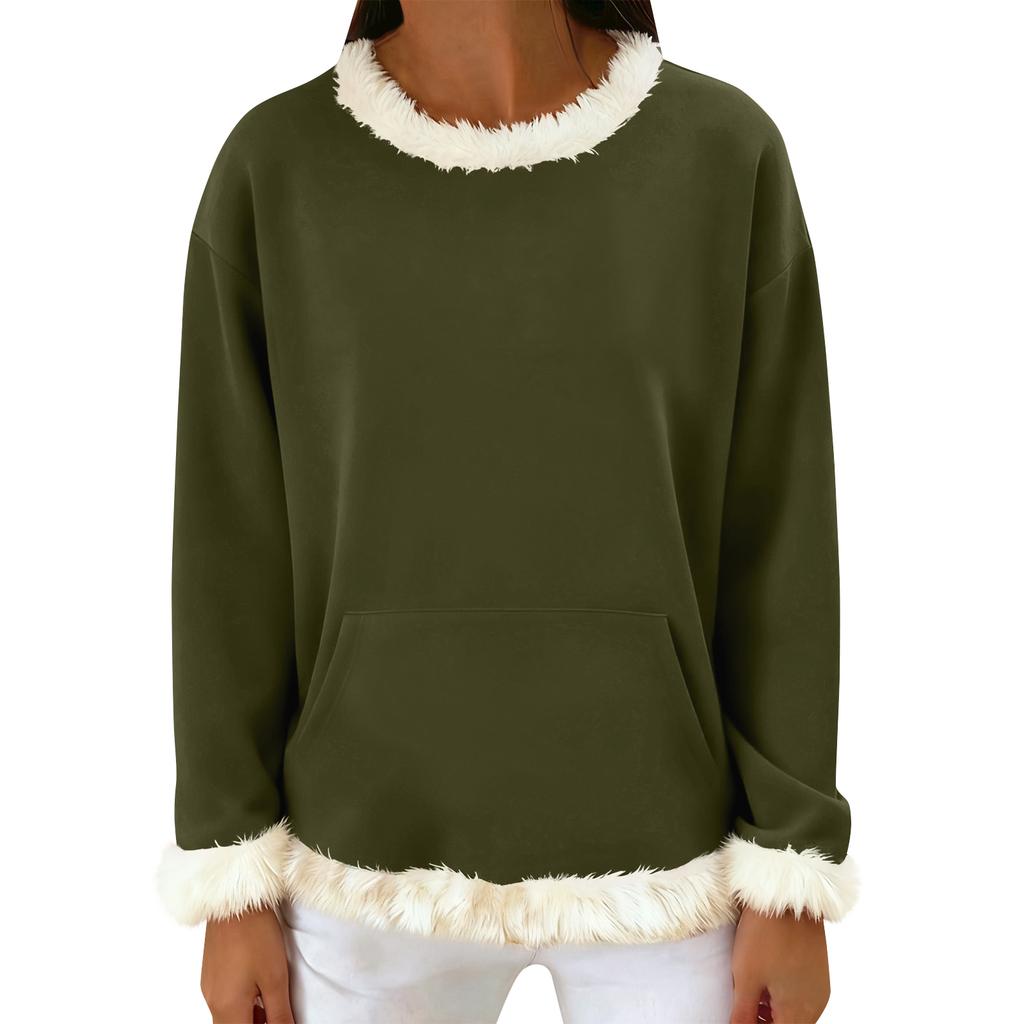 Women's Casual Solid Color Long-Sleeved Hoodless Sweatshirt