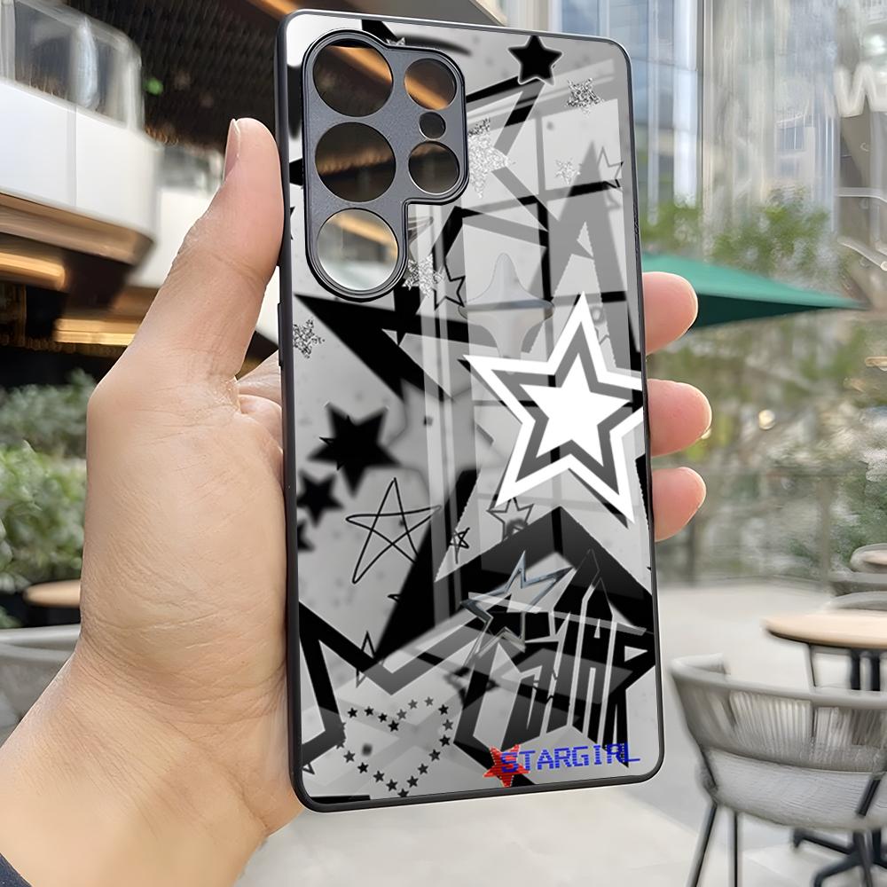 Fashion INS Stars Phone Case For S25 Ultra Samsung S26 S24 Fe S22 S20 S23 21 Plus A54 A34 A53 A16 Glass Cover