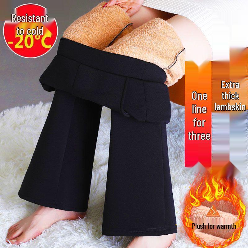 Women s High Waist Fleece Lined Lambswool Flare Jeans - Petite Winter Cotton Pants M fits 85-100 jin
