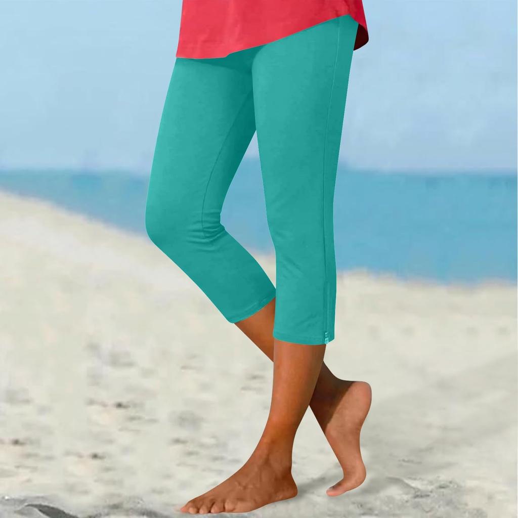 Pantaloni da donna lunghezza capri tessuto morbido elasticizzato vestibilità comoda pantaloni per donna adatti per l'uso quotidiano e le attività