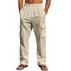 Men's new four seasons thin section breathable workwear multi-pocket loose casual trend wide-leg trousers