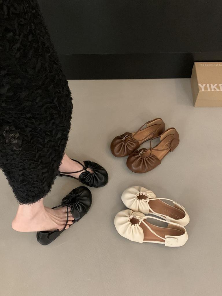 Retro Tasche Kopf Sandalen Damenschuhe 2025 neu Sommer mit Rock flache römische Sandalen leer Abend einzelne Schuhe