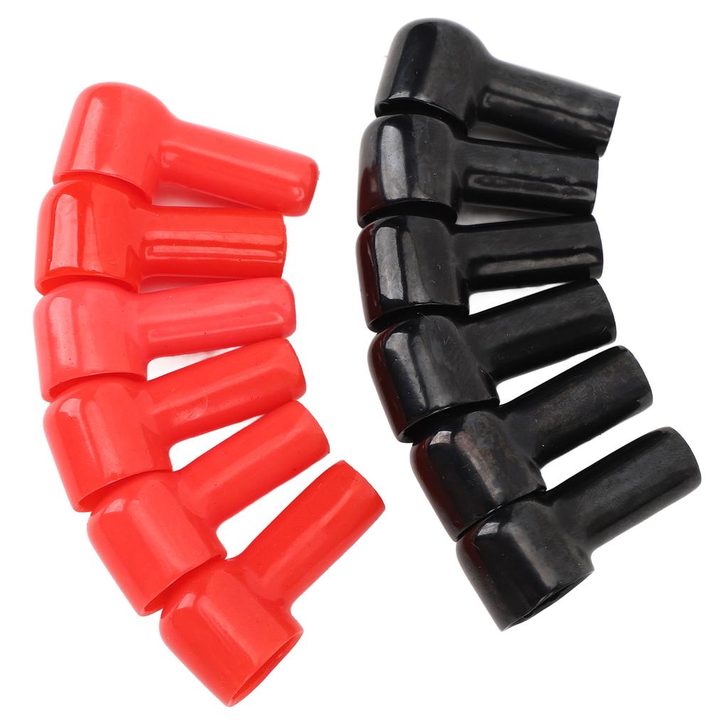 12Pcs Battery Terminal Boot Insulating Cover 6 Red 6 Black Cable Lug Protector Cover Cap for Vehicle Marine Commercial