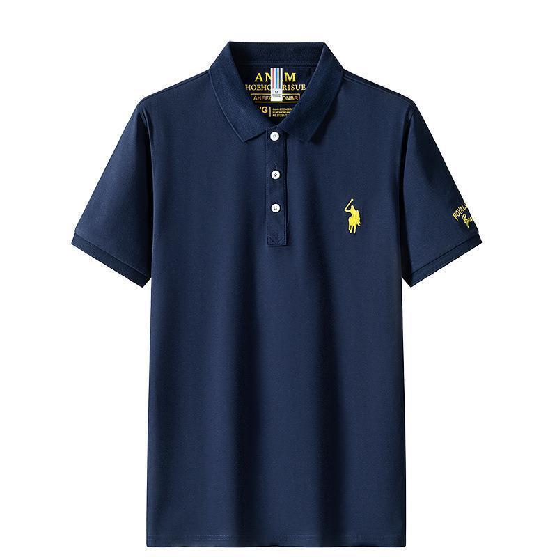 Tricou polo pentru bărbați, de vară, cu mânecă scurtă, brodat, lejer, cu dungi