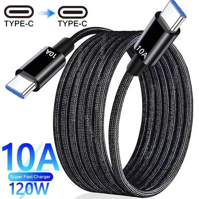 120W 10A Schnellladegerät PD Dual USB C auf Typ C Ladekabel Hochgeschwindigkeits-Datenübertragungskabel für iPhone Samsung Mi Datenkabel