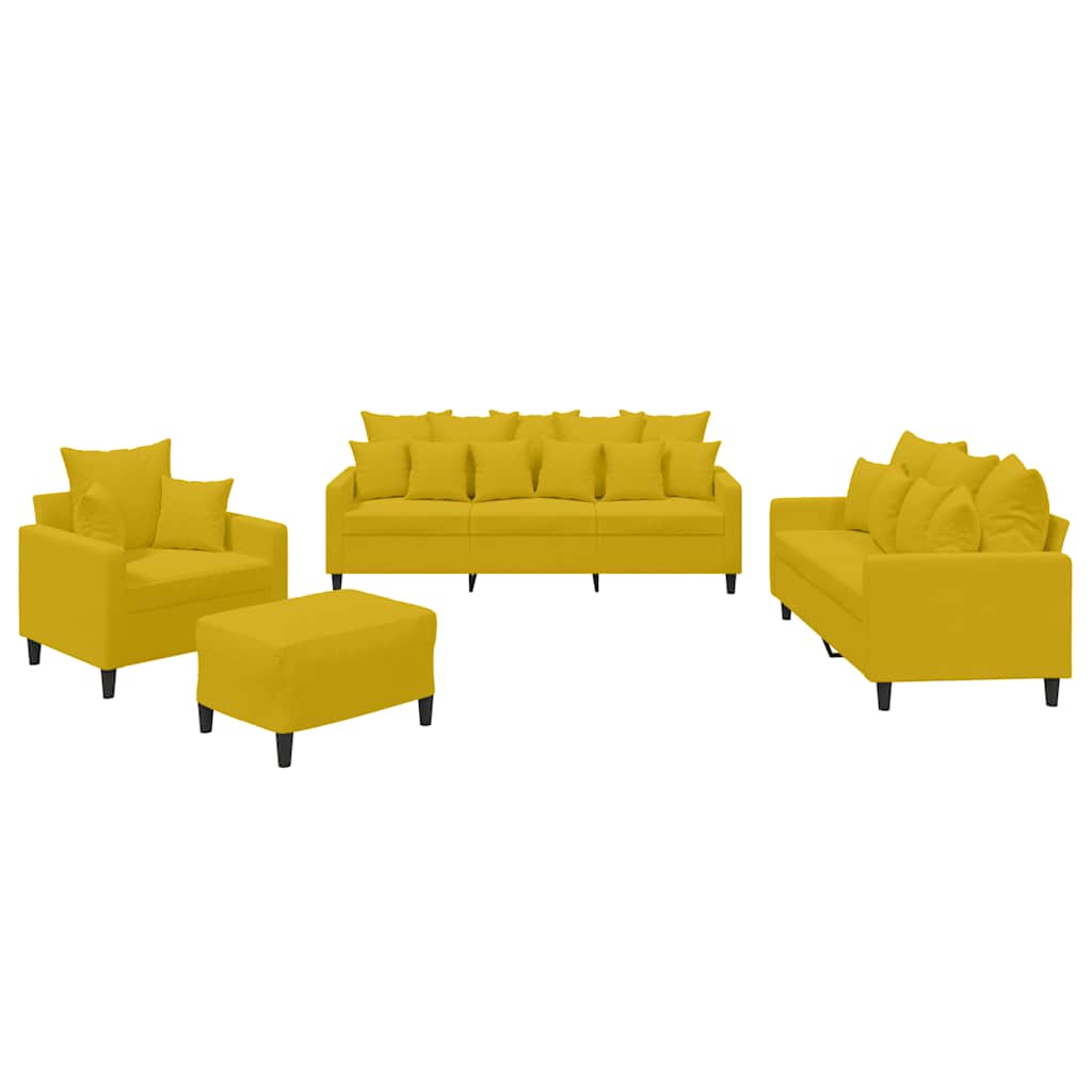 Vidaxl 4-Cz. Relaxation Set With Cushions, Yellow, Velvet