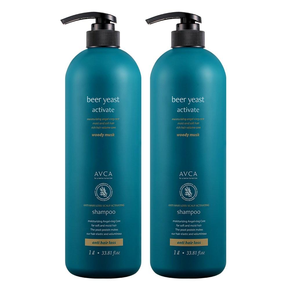 Abka Brewer's Yeast Scalp Care Functional Shampoo for Hair Loss Relief Woody Musk Scent 1L 2 Pcs