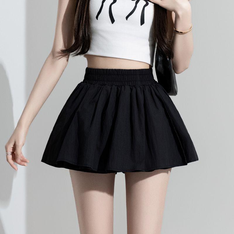 

White Short Skirt Women s New Arrival Summer High Waist Thin Super Popular Fancy A- line Pettiskirt Pants Black M