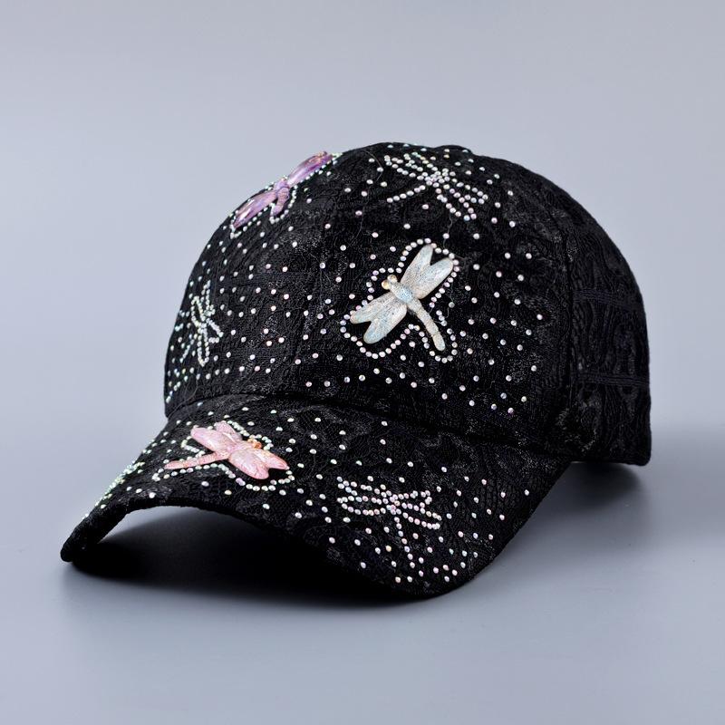 New lace butterfly dragonfly decorative baseball cap spring and summer breathable diamond curved brim sunshade cap