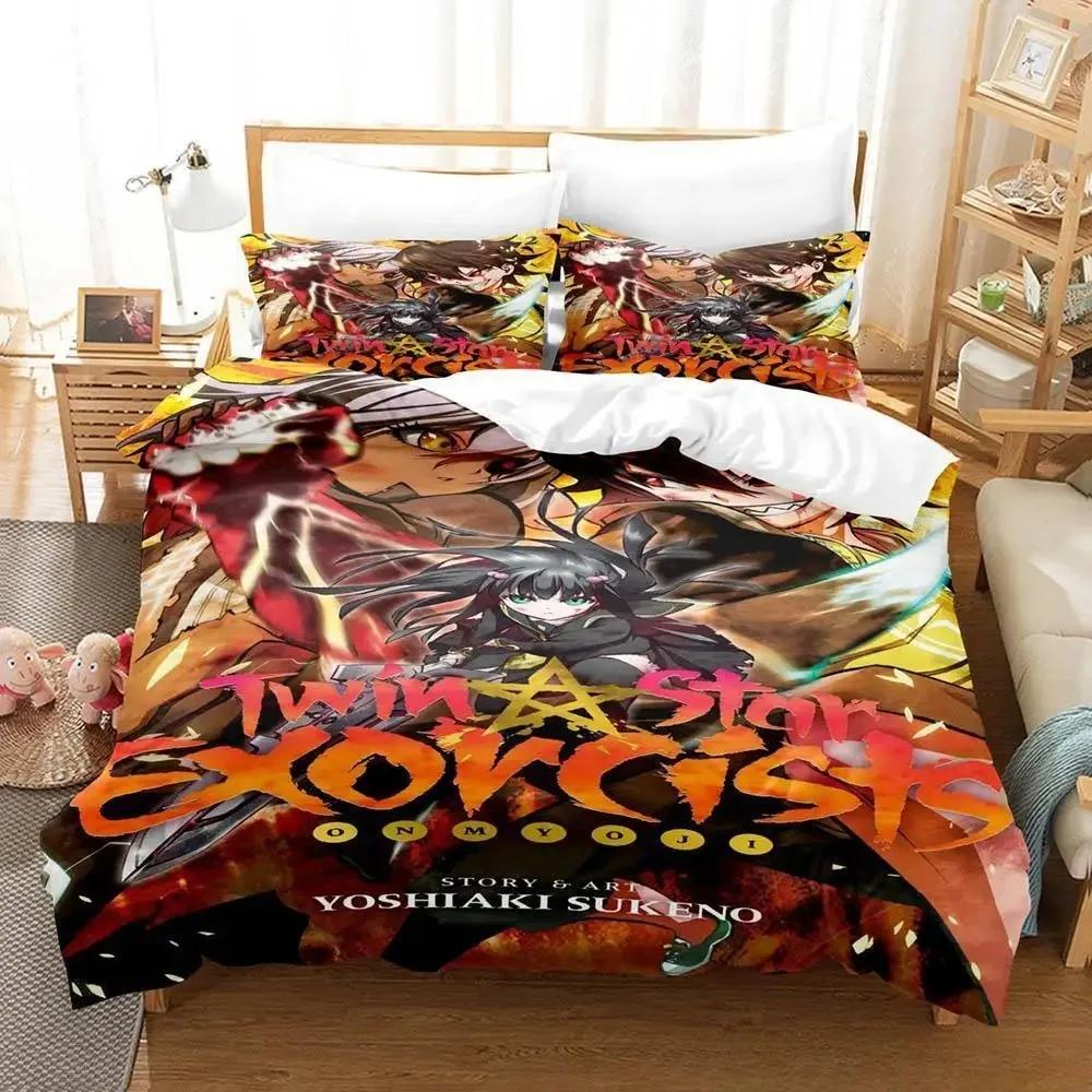 Home Textiles Twin Star Exorcists Bedding Set Cartoon Anime three-piece set Adult Kid Bedroom Duvet cover Sets 3D Kawaii Girl