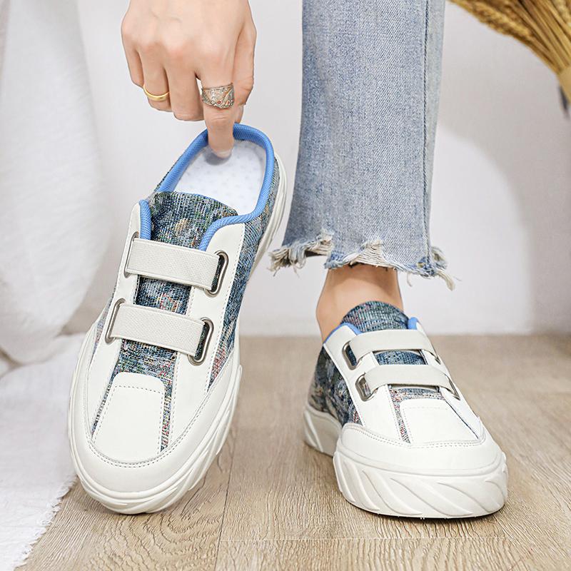 Semi-drag breathable flying woven summer burst fashion shoes men's shoes ins show board shoes
