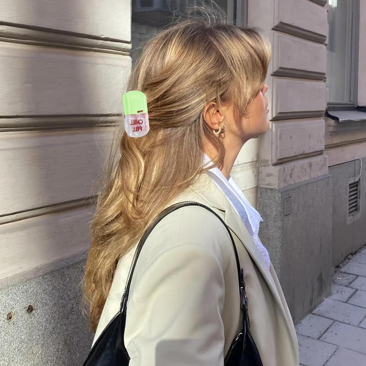 

Набор из 2 заколок для волос Chill Pill, аптечные заколки-крабы, забавные летние ацетатные заколки-крабы для волос для женщин