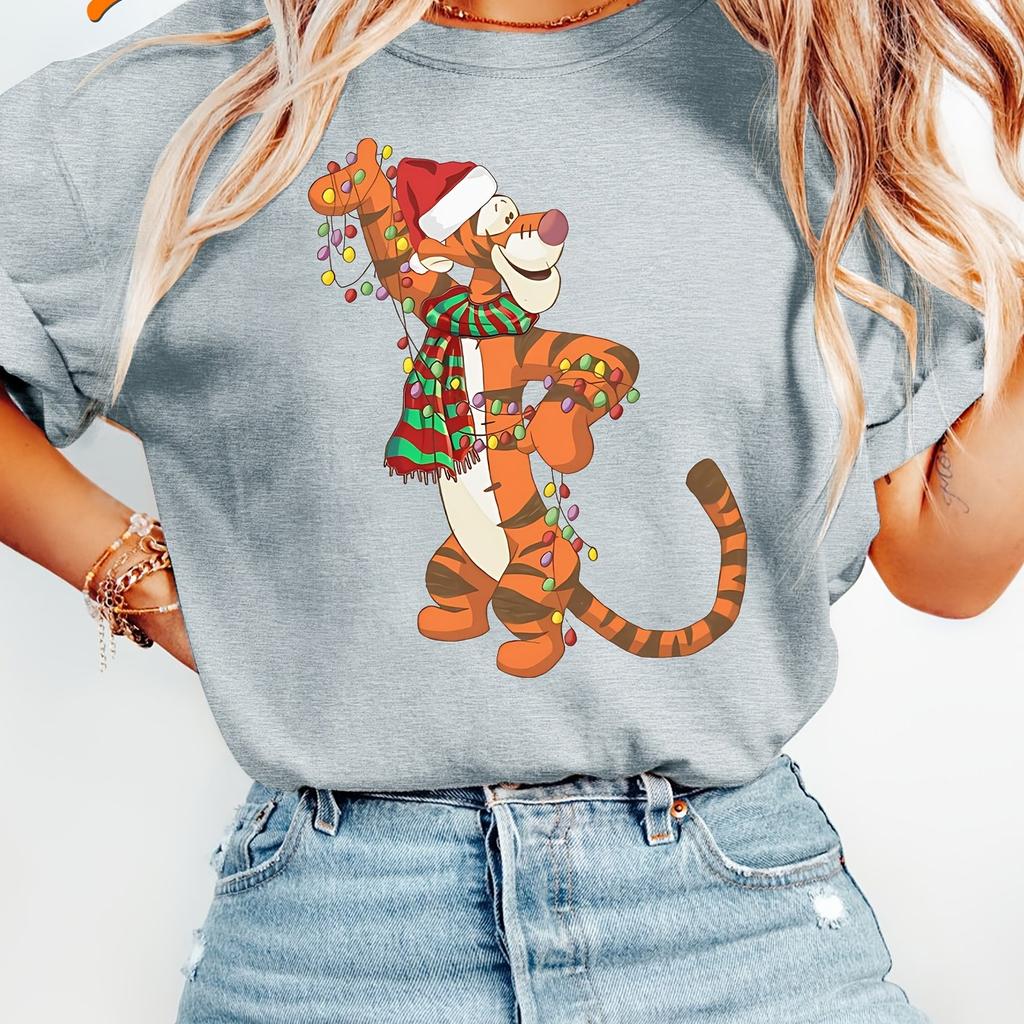 Womens Tiggo Christmas Tshirt All Season Pure Cotton Casual and Fashionable Suitable for Both Unisex and Women