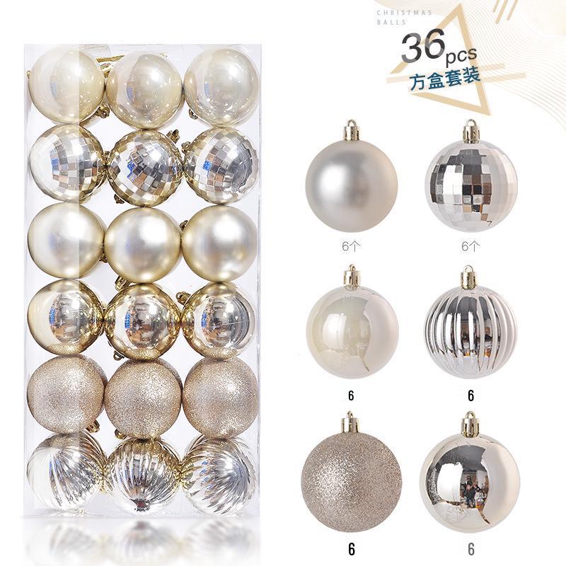 36 Electroplated Plastic Christmas Ball Ornaments for Tree and Window Decoration