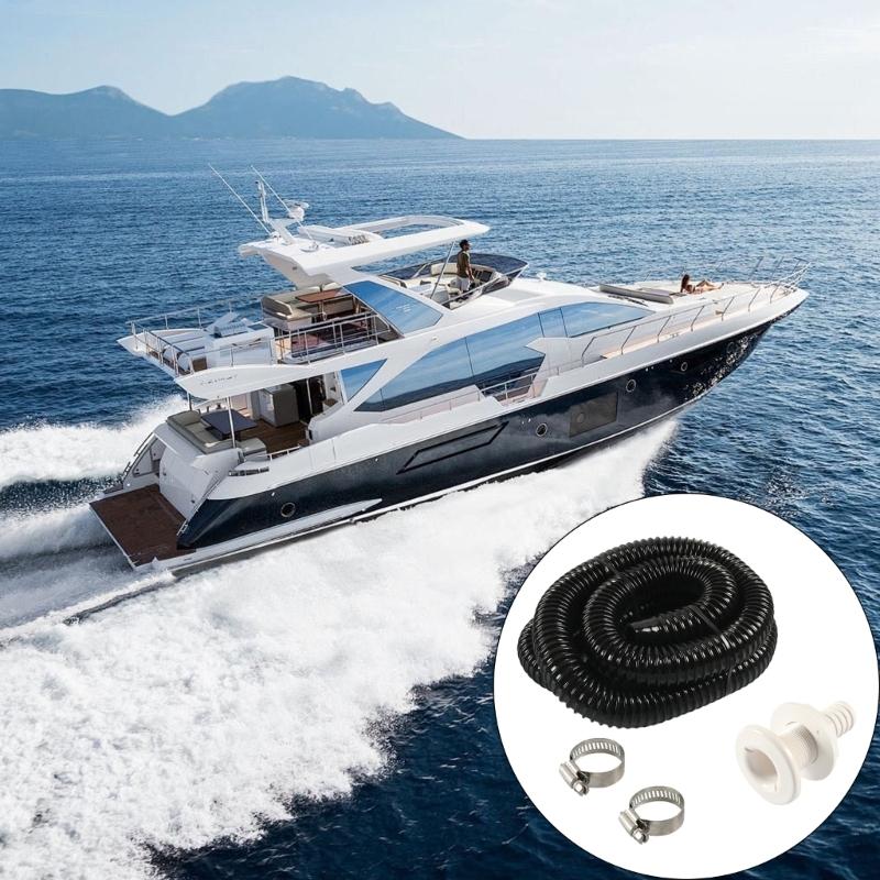 Complete Marine Bilge Pump Mounting Set Includes 3/4 Inch Drain Port 19mm Hose Clamps And Flexible Tubing For Marine Use