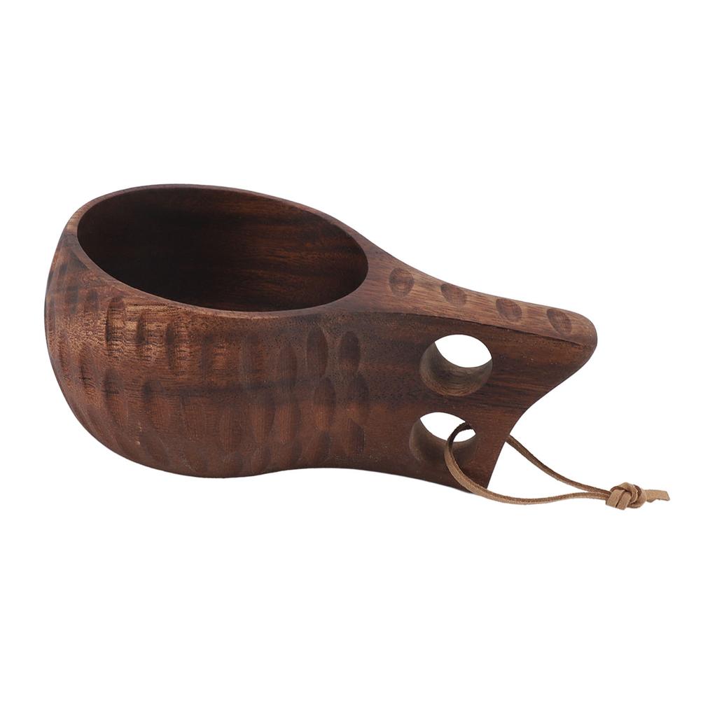 350ML Wooden Cup with Handle Portable Multifunctional Wood Mug Drinking Cup for Coffee Tea Milk Beverages