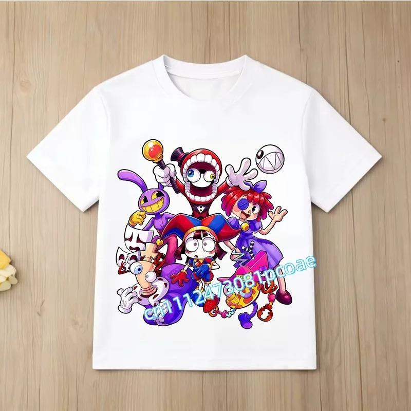 Children Short Sleeve T Shirts The Amazing Digital Circus Anime Cartoon Print Cotton Top Boys Girls Summer Casual Crew Neck Tees