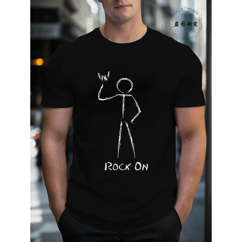 Cotton Rock On Printed Men's T-Shirt, Soft & Breathable O-Neck Short Sleeve Tee, Unisex Funny Style T-Shirts, Music Lover Tshirts