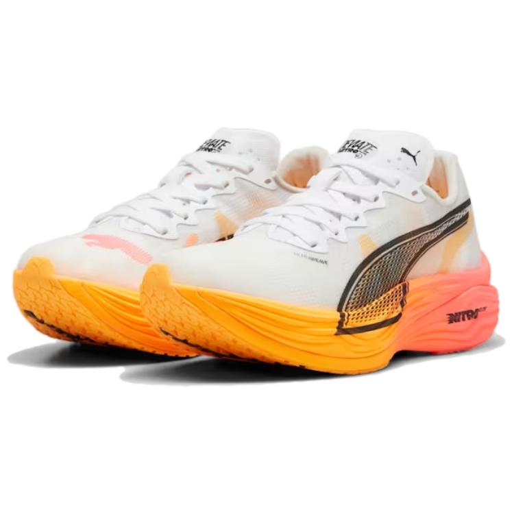 New PUMA Deviate NITRO Elite Anti Slip Wear Resistant Low Top Casual Running Shoes Women's White Black 310640-01