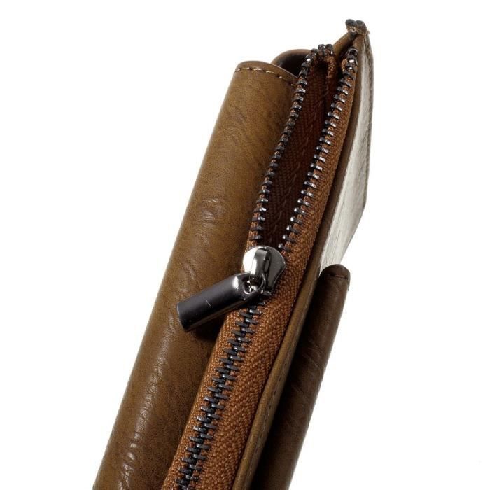 Étui à Ceinture Horizontale - Motorola - Moto E6 (2019) - Cuir Synthétique - Marron - Poche Intérieure