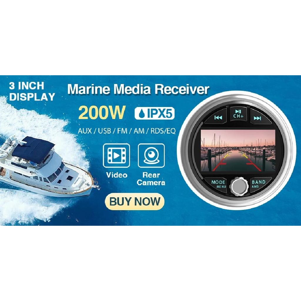 Marine RadioMP5 Player Boat Stereo For Yacht RV ATV UTV Golf Cart FM AM RDS Digital Media Audio Bluetooth IPX5 Waterproof