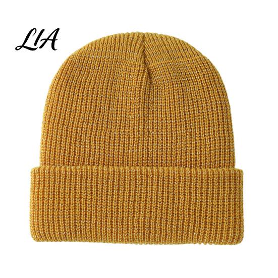 Daily Commuting Knit Hat Reflective Winter Beanies, Unisex Glitter Knitted Hat, Stretch Elastic Soft Skull Cap Warm for Night Walks, Cold Weather