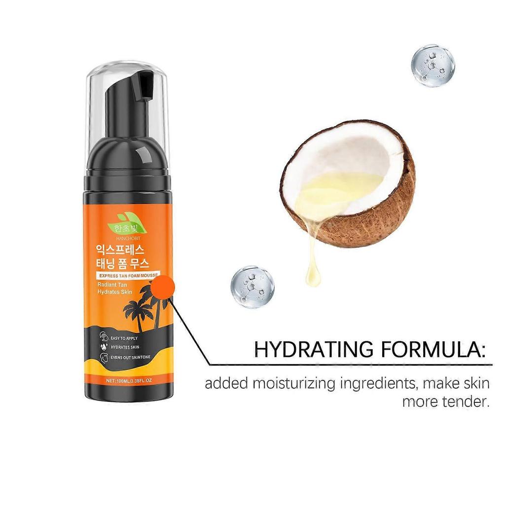 Quick Tanning Foam Mousse, Natural Tanning Accelerator, Self Tanner - Quick Application Foam Mousse Easy Sunless Tan For Face and Body