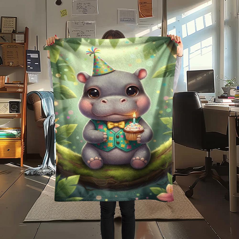 1PC Cute and heartwarming Print FlAannel Blanket, High quality Comfortable for All Seasons, Home Decor, Warmth and Comfort