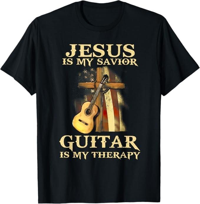 Jesus Is My Savior Guitar Is My Therapy guitar Funny T-Shirt Unisex T-Shirt XXXXL