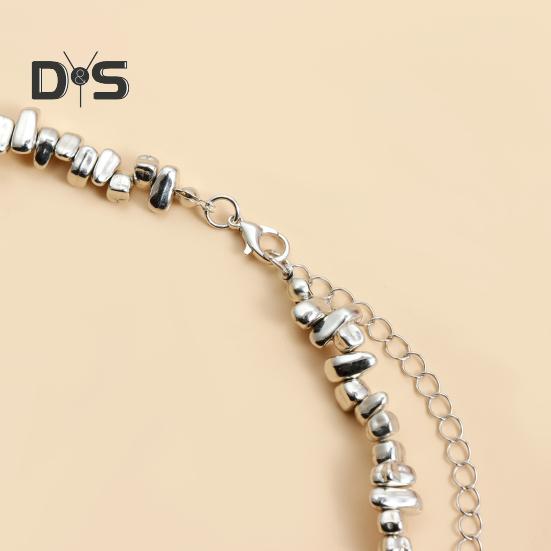Irregular Stone Choker for Women Silver Tassel Heart Pendant Necklace Wedding Jewelry Gift for Wife Girlfriend On Valentine's Day Birthday Anniversary