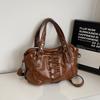 Studded Vintage Handbag Luxury Glossy Pu Women's Handbag Stylish Lace-up Motorcycle Bag New Punk-style Large Capacity Tote Bag