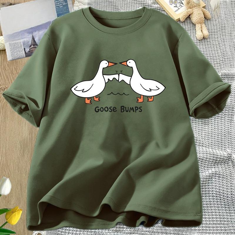 Silly Goose Bumps T Shirt for WOMEN Unisex Funny Cotton Printed Tshirt Summer Short Sleeve Loose Oversized Tees Unisex Streetwear