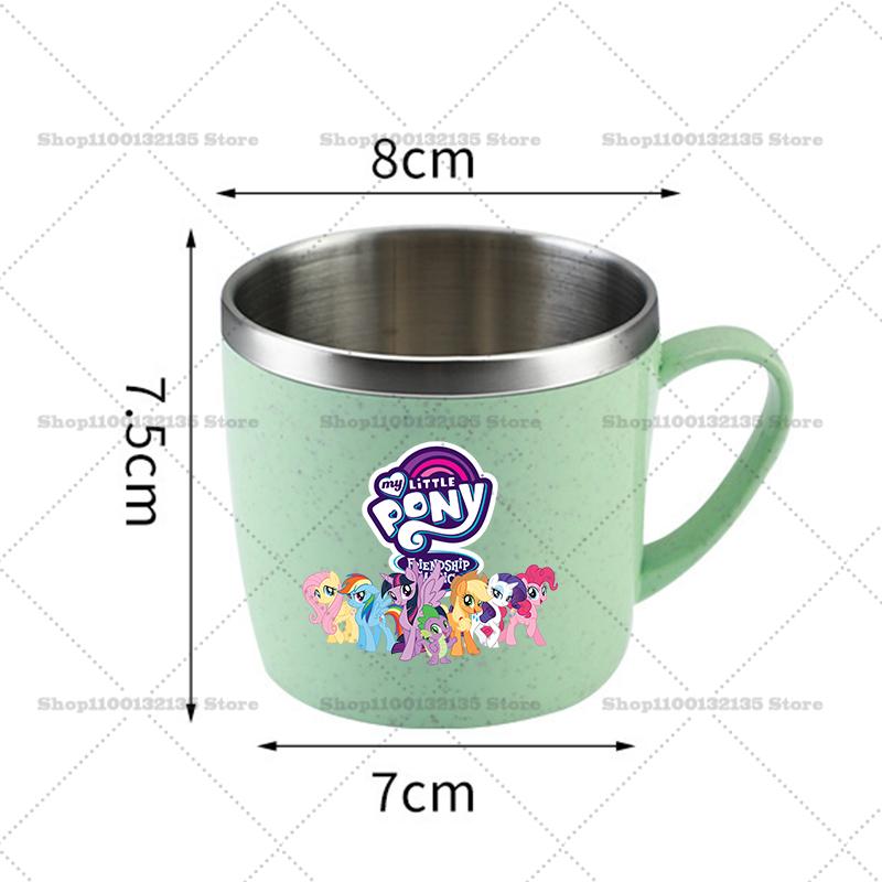 My Little Pony Water Bottle Kawaii Stainless Steel Cups Handle Coffee Milk Mug Tea Drink Home Office Gift Women for Kid Friendly Entertaining Fun Play