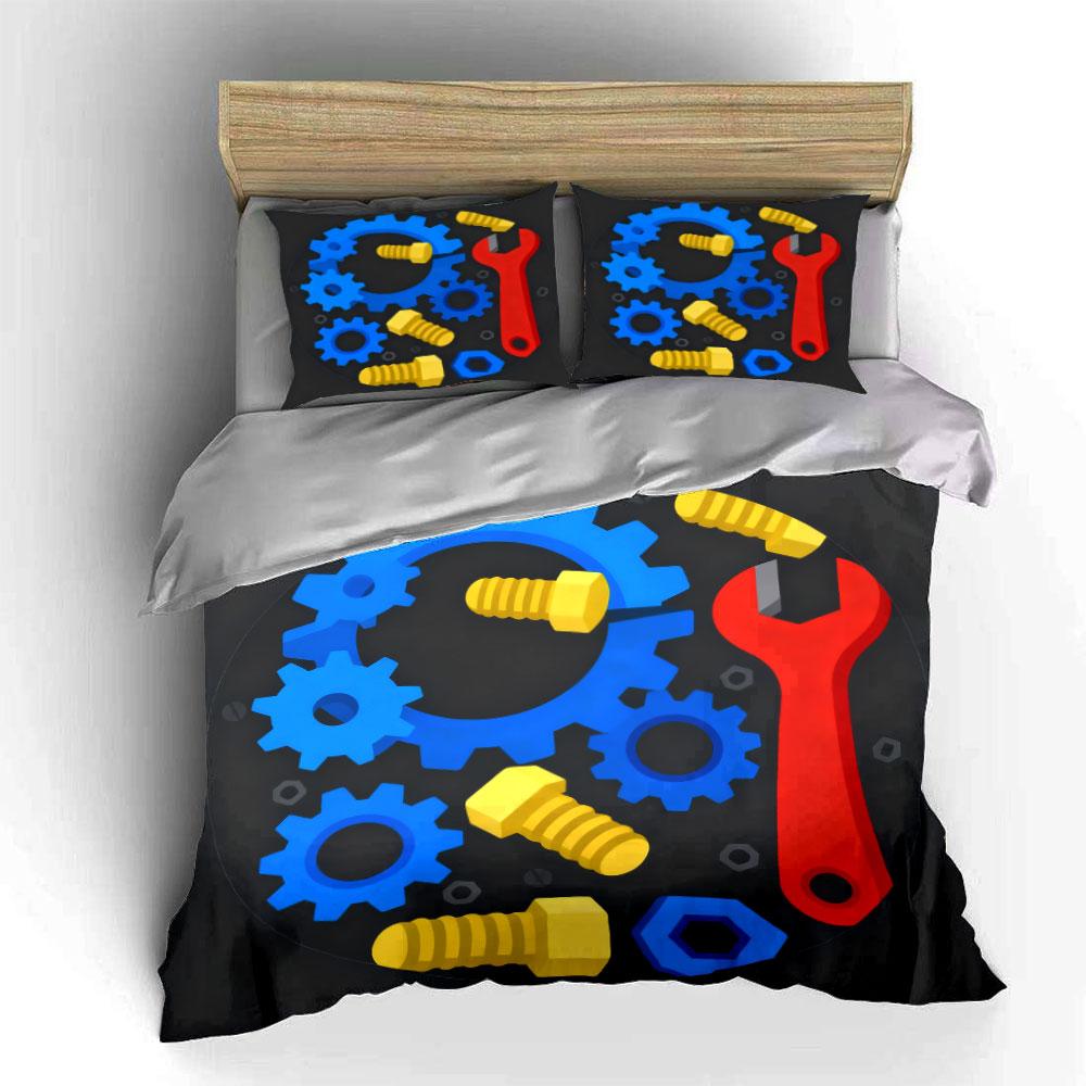 Gear Wrench Bolt Set Tools Soft Comfortable Duvet Cover Bedding Set Included 1*Duvet Cover & 2*Pillowcases, Gift
