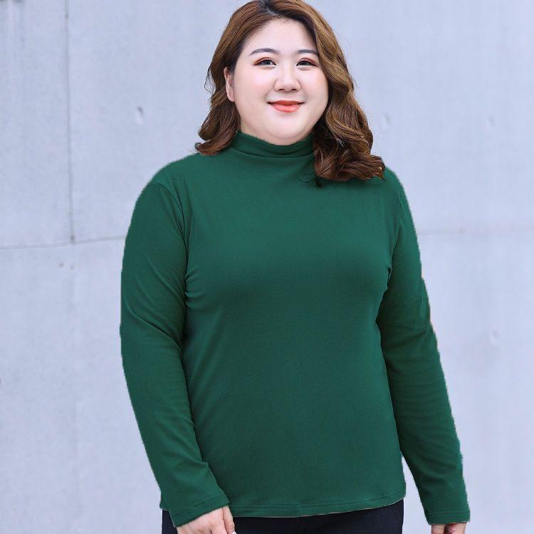 

Женская базовая рубашка большого размера с полувысоким воротником из немецкого бархата, осенне-зимняя, с длинным рукавом, с флокированием, нижняя майка, толстая, теплая, пуловер, футболка, топ 2XL