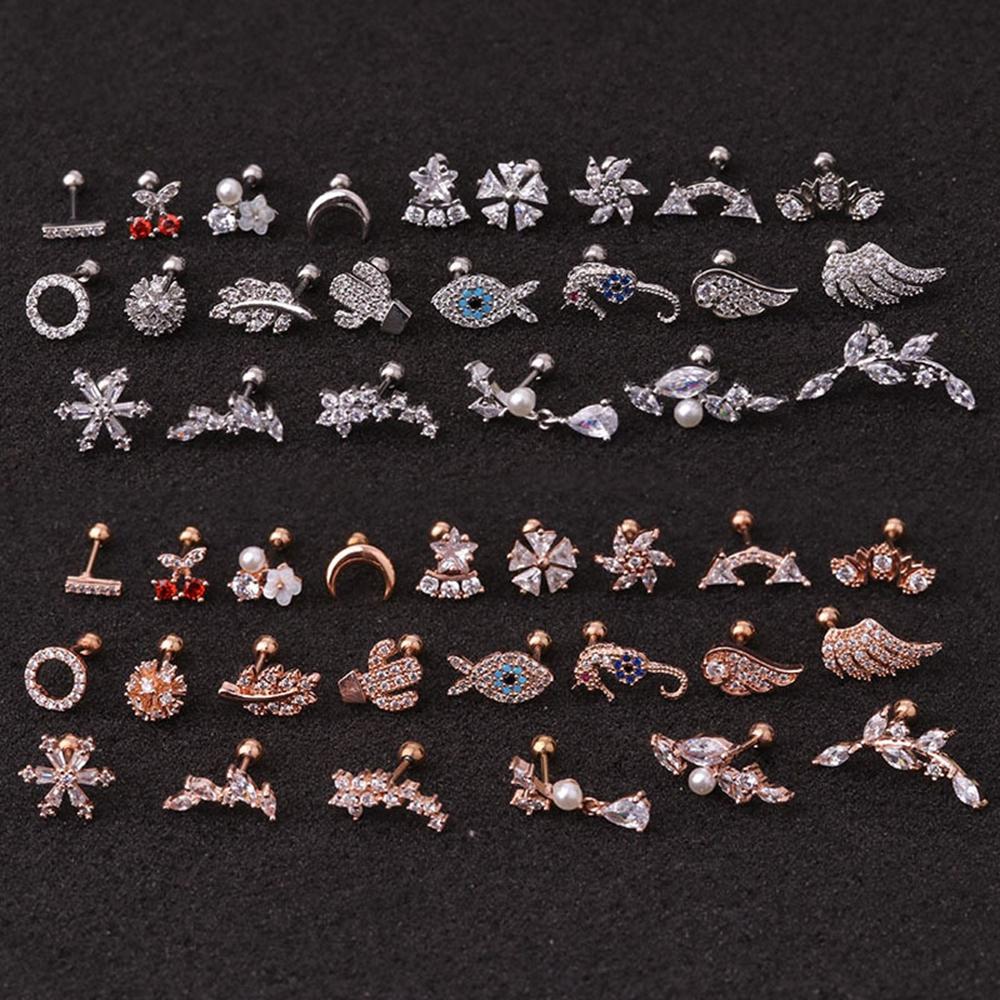 

Уши Шпильки Спираль Штанга Пирсинг Ушной кости Серьги Кристалл Циркон Пирсинг хряща козелка