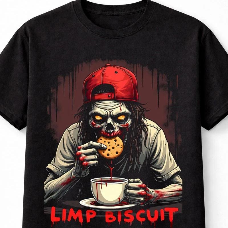 Футболка Limp Biscuit Готический Хоррор Limp Bizkit Унисекс Черная Графическая Футболка S