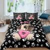 Cartoon Pug Dog Duvet Cover Set Comforter Cover Soft Bedding Set Full Size for Boys Girls Bedroom 2/3 Pieces with Pillow Shams