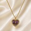 Elegant Women's Stainless Steel Zirconia Heart Necklace