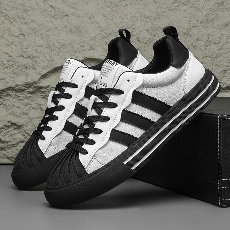 Men's shoes 2025 spring new leather soft sole shell head flat shoes men's outdoor non-slip sports casual trendy shoes