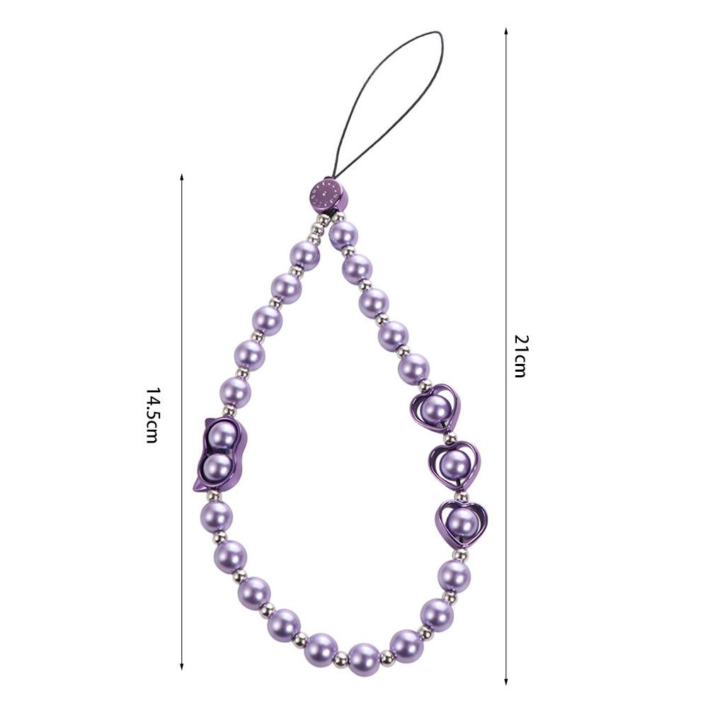 Cat Eye Pearl Phone Chain Wrist Strap Cellphone Charm Beaded Phone Lanyard  Phone Accessories