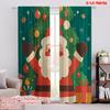 2pcs,2D Plane Printing Light Filtering Curtains Santa Claus and Tree Durable Polyester (without Rod) Art Deco Festive Ldeal for