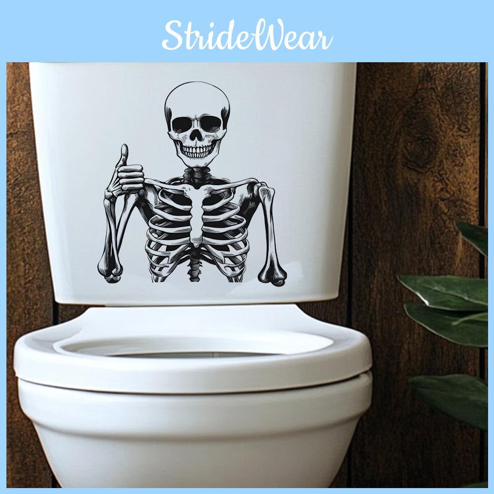 Pvc Closestool Modern Sticker Wall Decor With Smiling Skull For Living Room