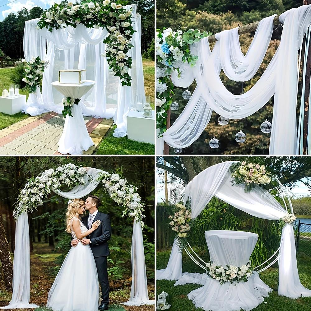 Set of 2 Wedding Arch Mesh Draping Fabric Sheer for Easter Bridal Shower Backdrop Outdoor Party Arches Church Ceremony Decoratio