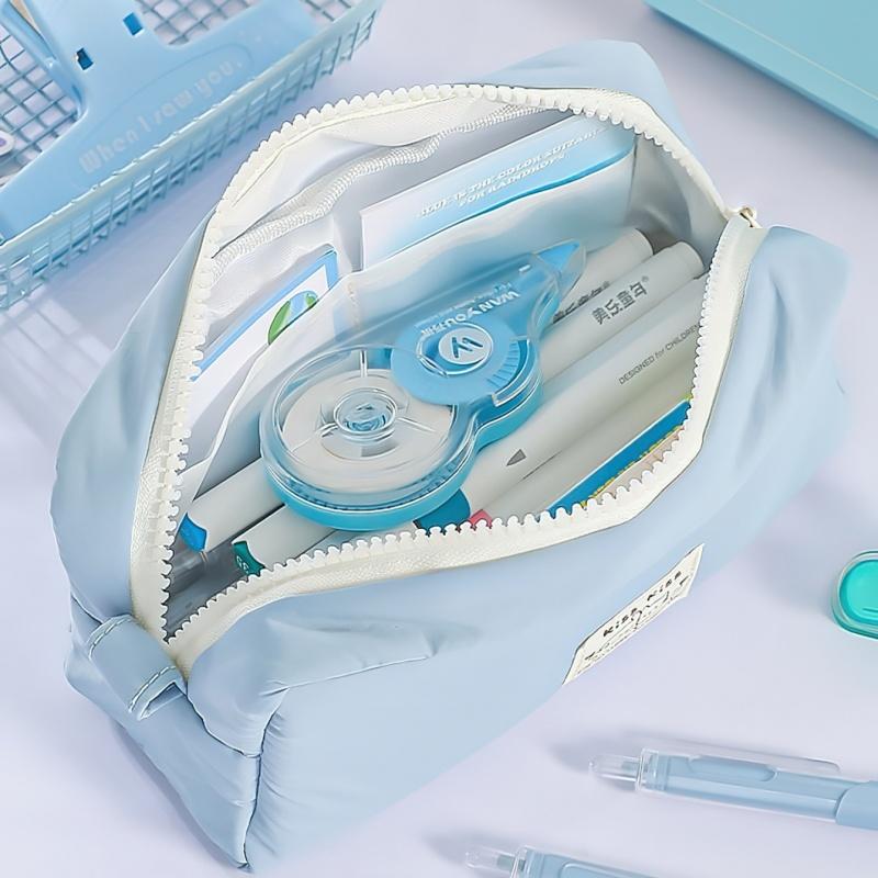 1 pz Astuccio Matite Kiss Cream Borsa Porta Penne Simpatico Cartone Animato Cane & Gatto Design Semplice Grande Capacità Pochette Portaoggetti Stile Giapponese